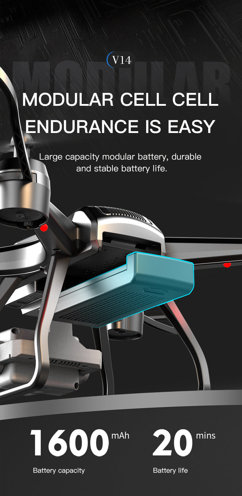 V14 RC Drone 6K HD Aerial Photography GPS Positioning 4-axis Aircraft Remote Control Plane Remote Control Distance 1000m Children's Gifts