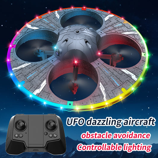 UFO dazzling aircraft with Camera Form Drone RC UFO for Kids and Beginners, Remote Control Airplane with Light, RC Plane Helicopter Quadcopter with Auto Hovering and 2 Batteries