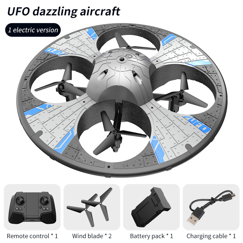 UFO dazzling aircraft with Camera Form Drone RC UFO for Kids and Beginners, Remote Control Airplane with Light, RC Plane Helicopter Quadcopter with Auto Hovering and 2 Batteries